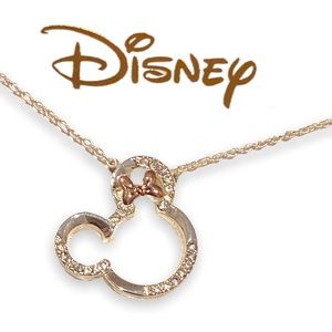 2/$40 Disney Minnie Mouse CZ Rose Gold Bow Necklace NWT
